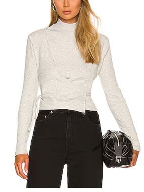 Levi's Light Gray Wrap-Front Long Sleeve Top
